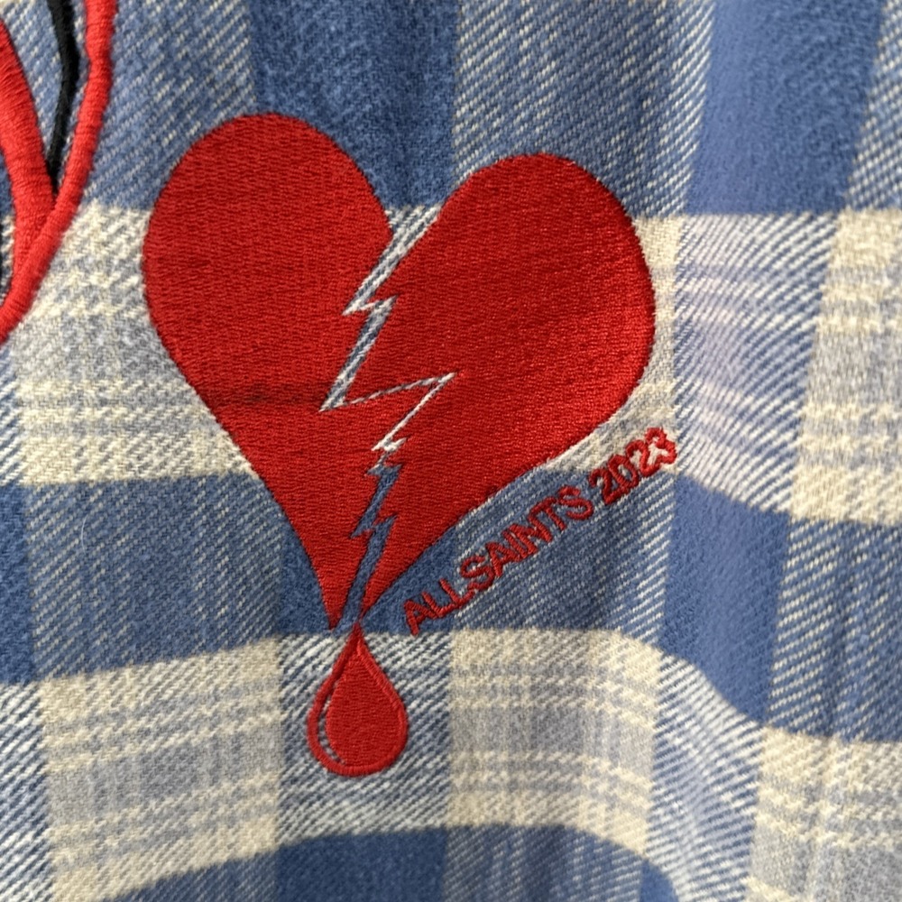 NWT AllSaints Men's Button Up Shirt Love My Way S Designer Brand Plaid 2023 - Picture 4 of 9
